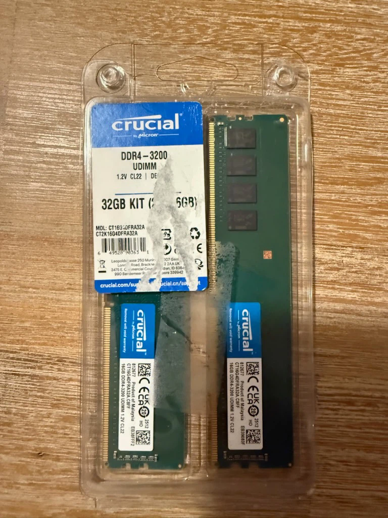 Crucial 32gb DDR4-3200 CL 22 (2x16gb) ram
