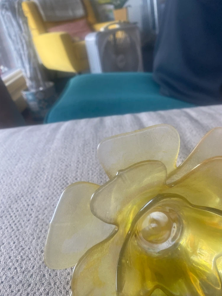 Yellow Flower Glass Tea Light Holder - photo 3