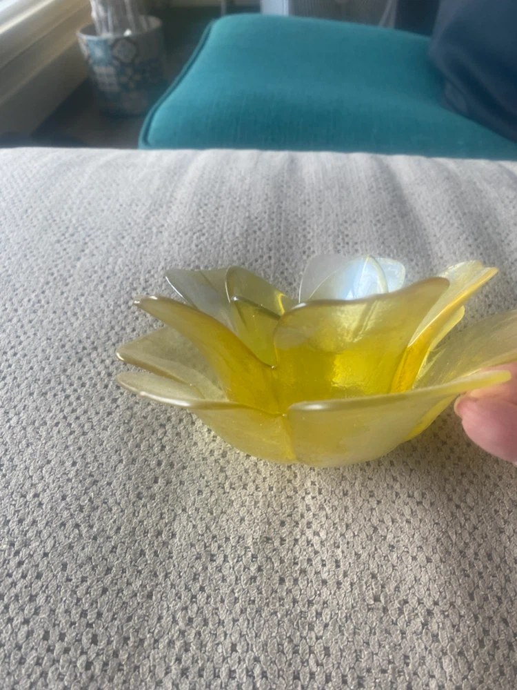 Yellow Flower Glass Tea Light Holder - photo 4