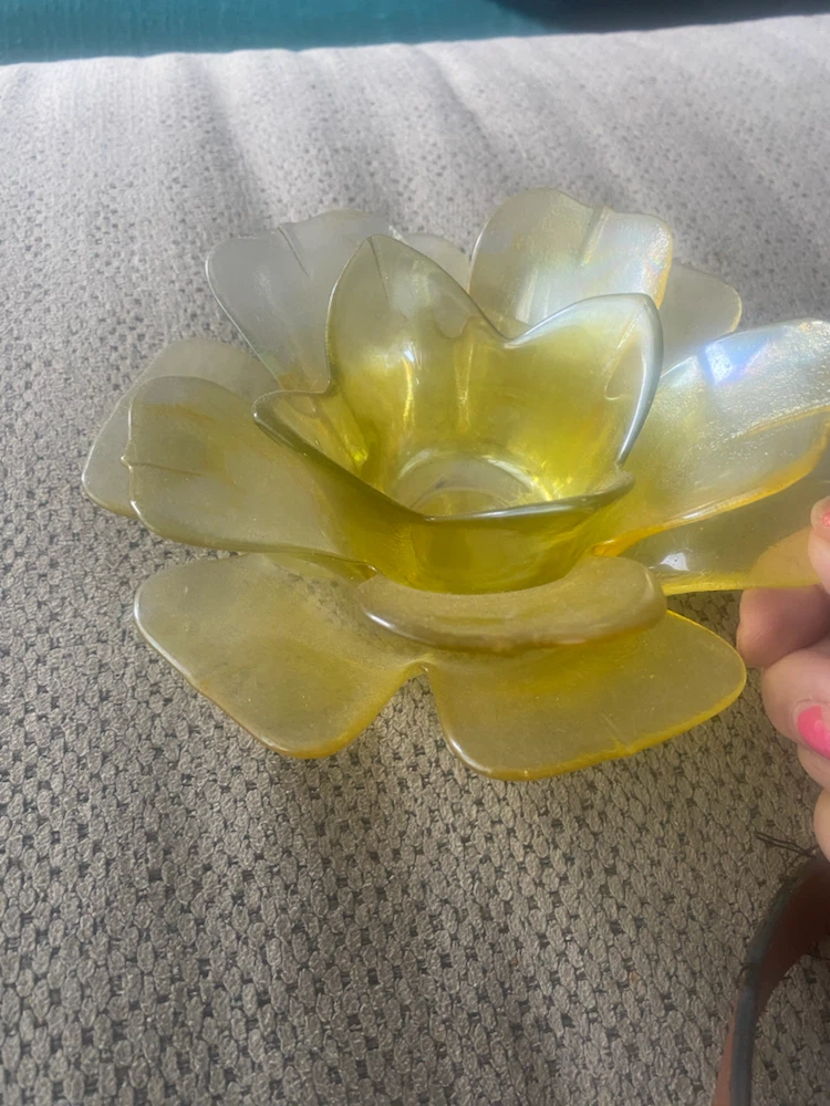 Yellow Flower Glass Tea Light Holder - photo 5