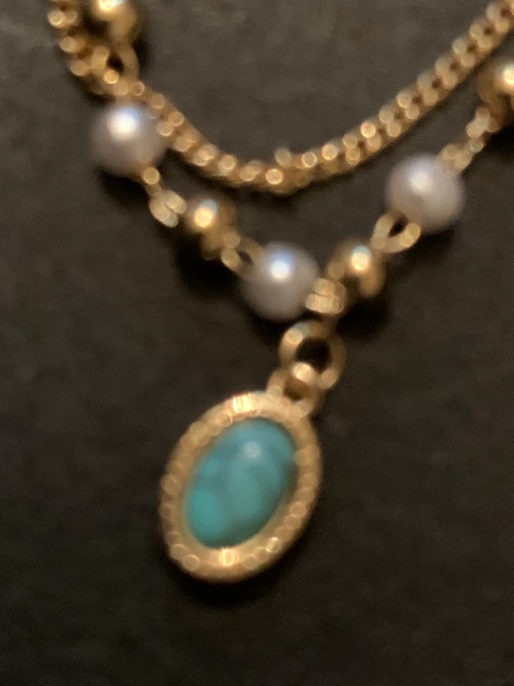 Layered Gold-Tone Bracelet with Pearls & turquoise - photo 2