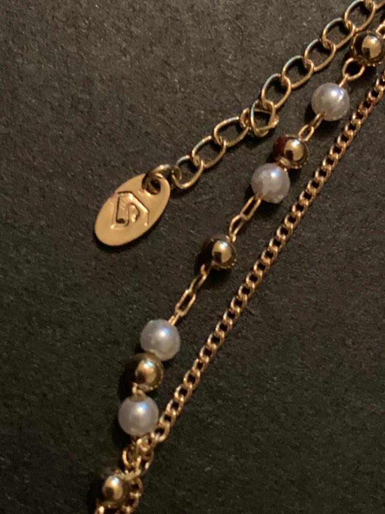 Layered Gold-Tone Bracelet with Pearls & turquoise - photo 3