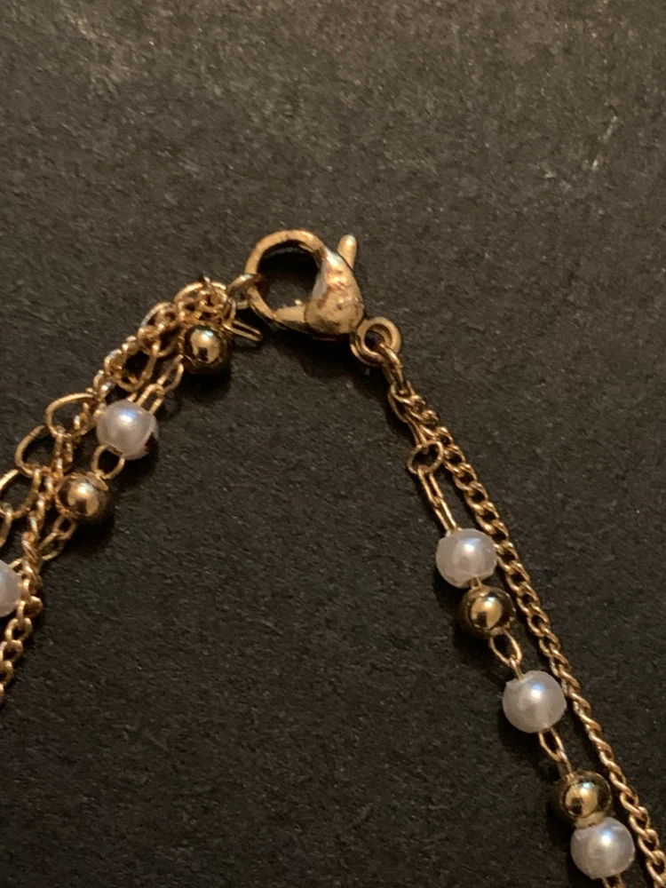 Layered Gold-Tone Bracelet with Pearls & turquoise - photo 4
