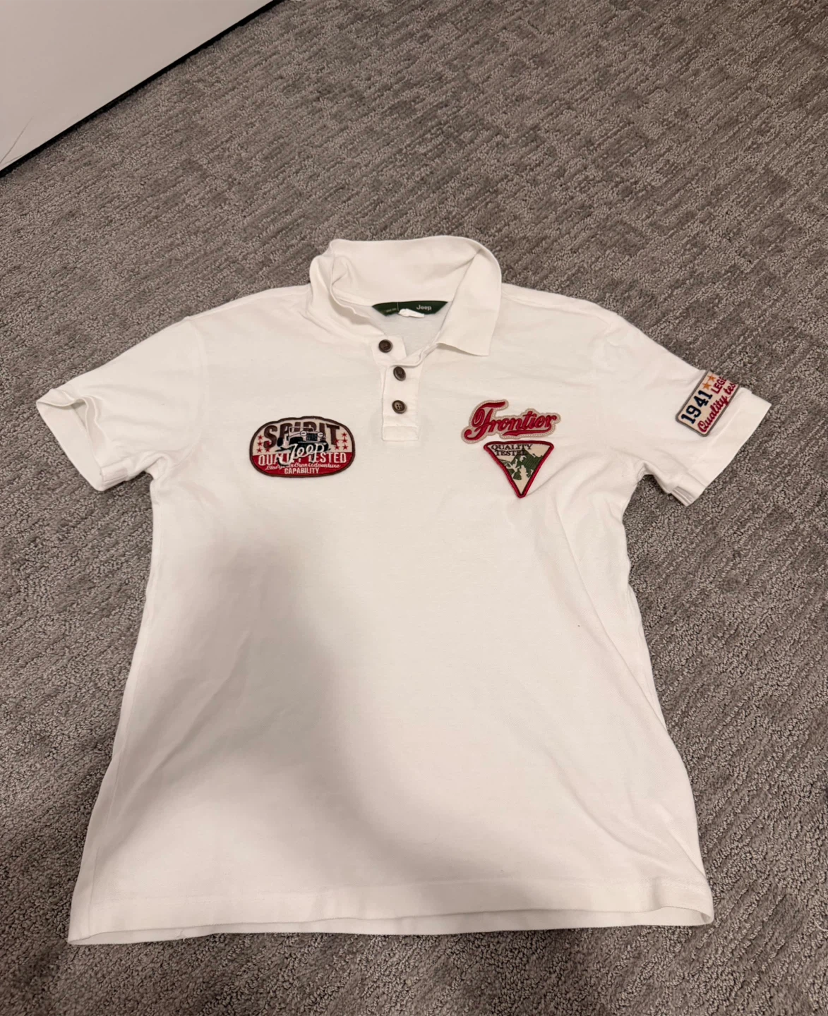 Vintage Jeep White Patch Polo Shirt Size M