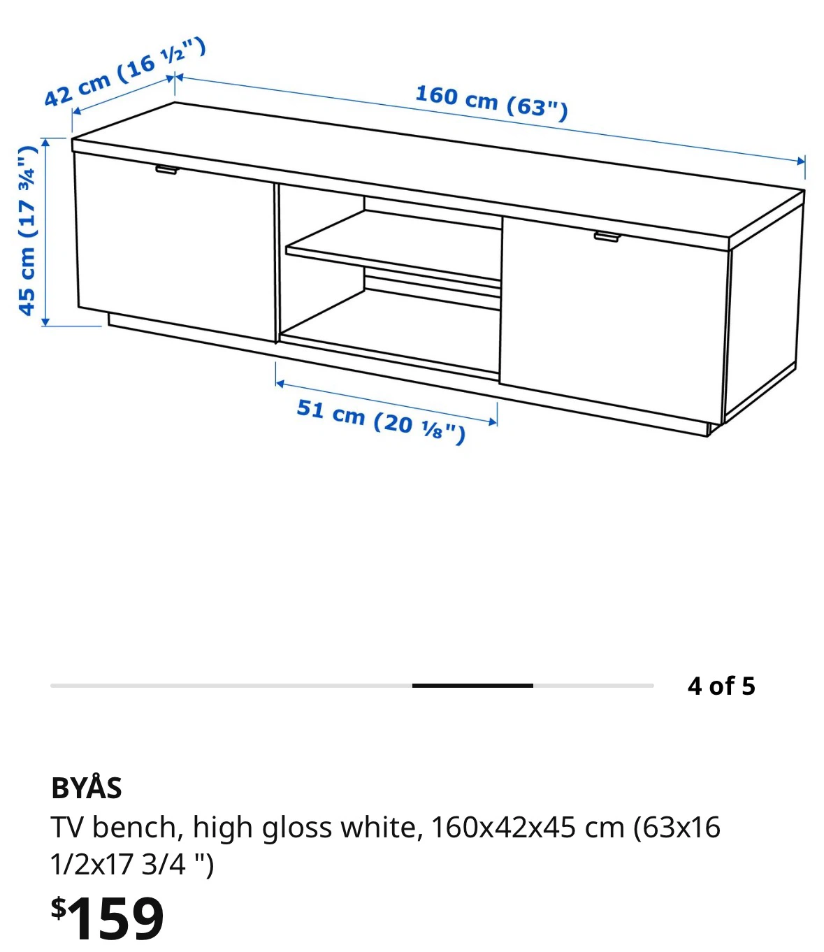 Free delivery!! TV Bench High Gloss White 160x42x45cm - photo 3