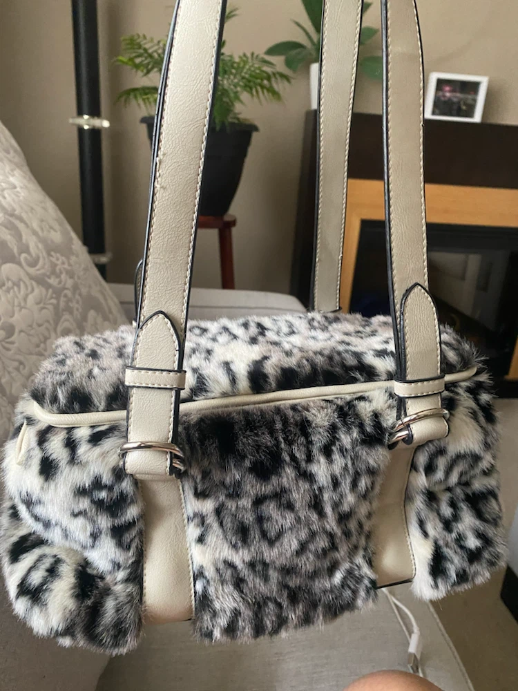 Chinese Laundry Faux Fur Leopard Print Shoulder Bag