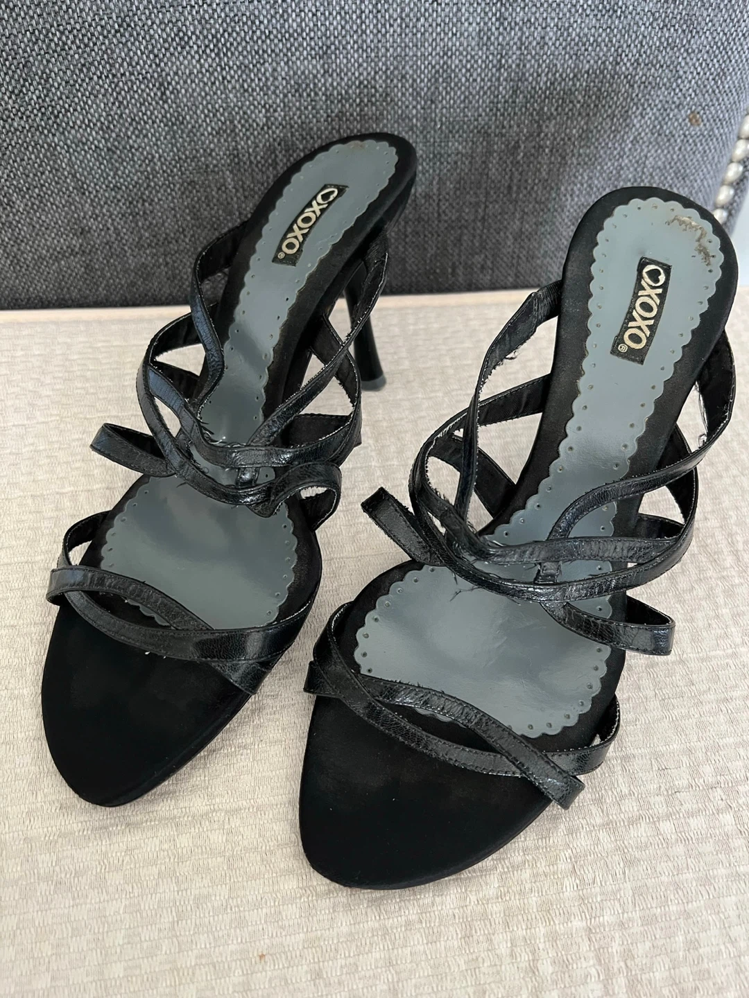 OXOXO Black Heeled Sandals - size 8.5 - photo 4