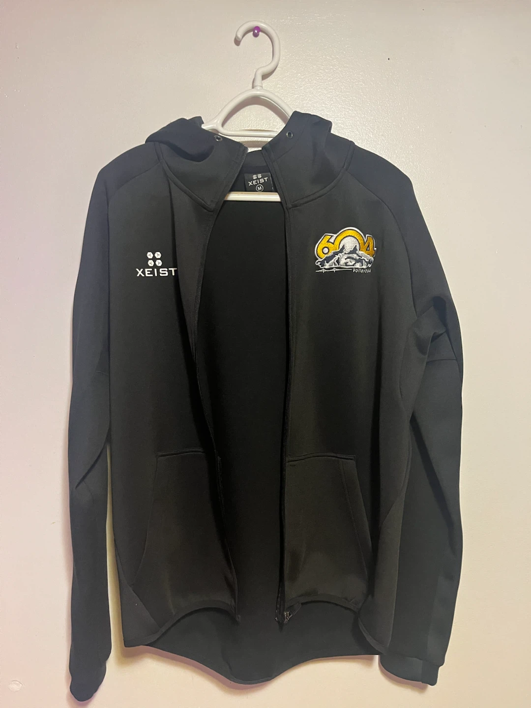 XEIST Black Zip-Up Hoodie with 604 Volleyball Graphic