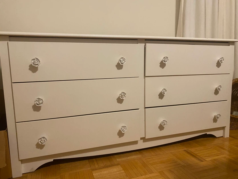 White Dresser with Rose Knobs