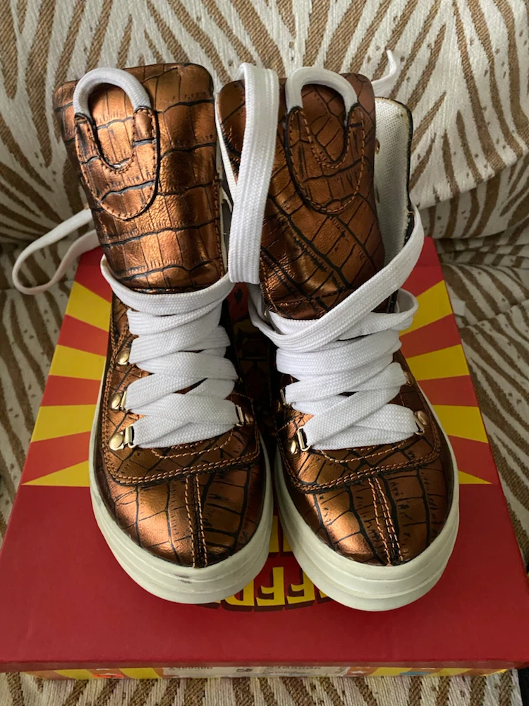Jeffrey Campbell SKBRGRRL Bronze Croc High Top Sneakers Size 8