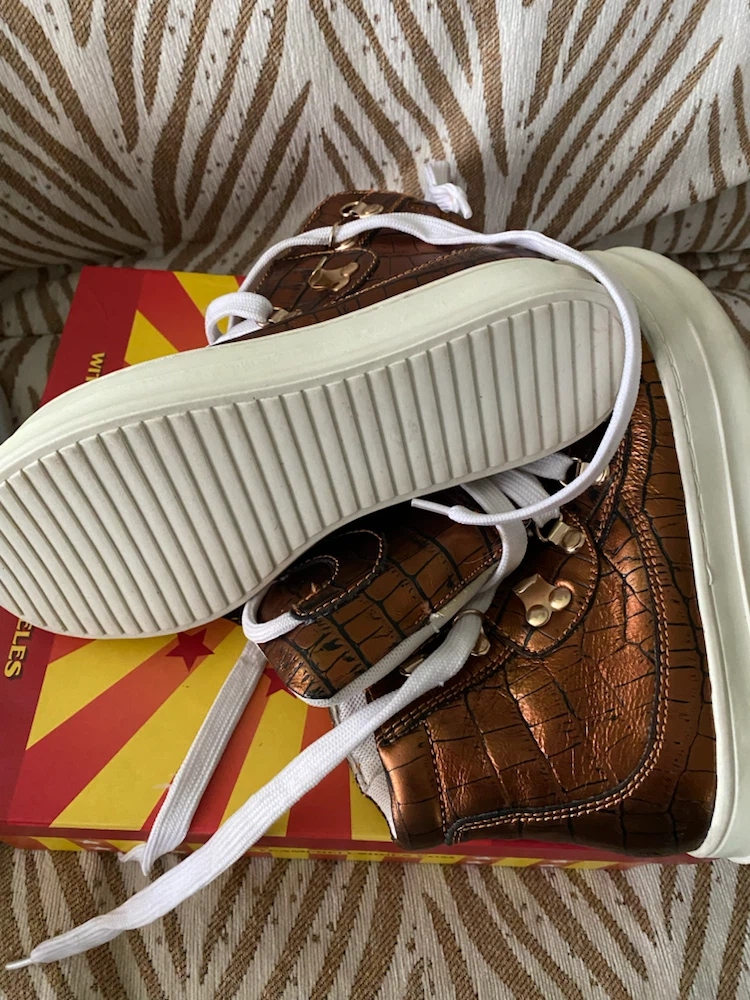 Jeffrey Campbell SKBRGRRL Bronze Croc High Top Sneakers Size 8 - photo 3