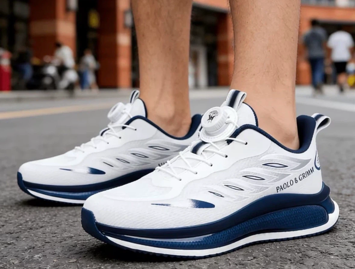 PAOLO & GRIMM White & Blue Athletic Shoes