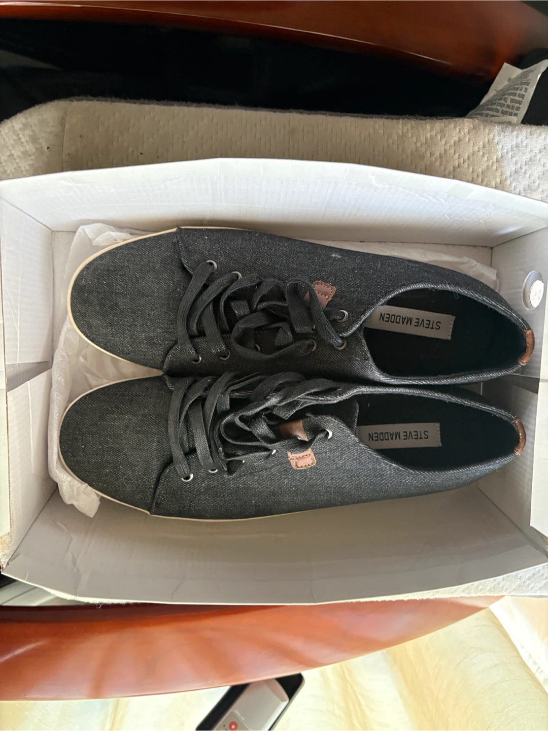 Steve Madden Gellar Black Denim Sneakers Size 13