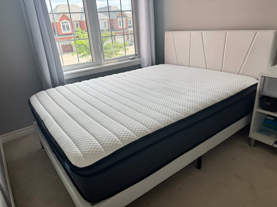Full size Mattress with White Headboard