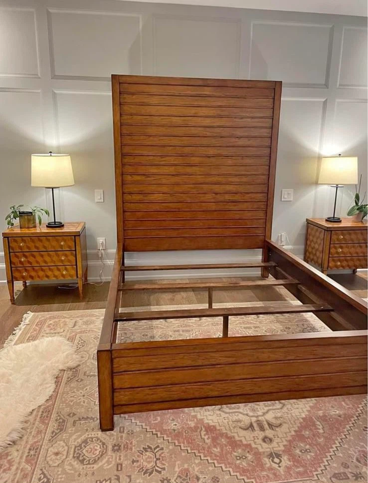 Wooden Slat Headboard Bed Frame