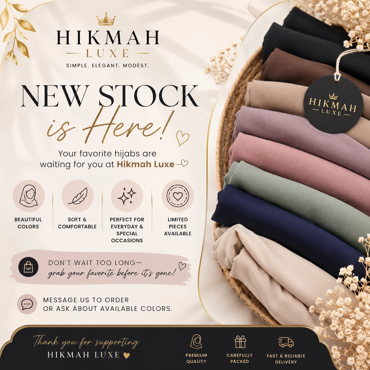 Hikmah Luxe Hijabs - New Stock Available