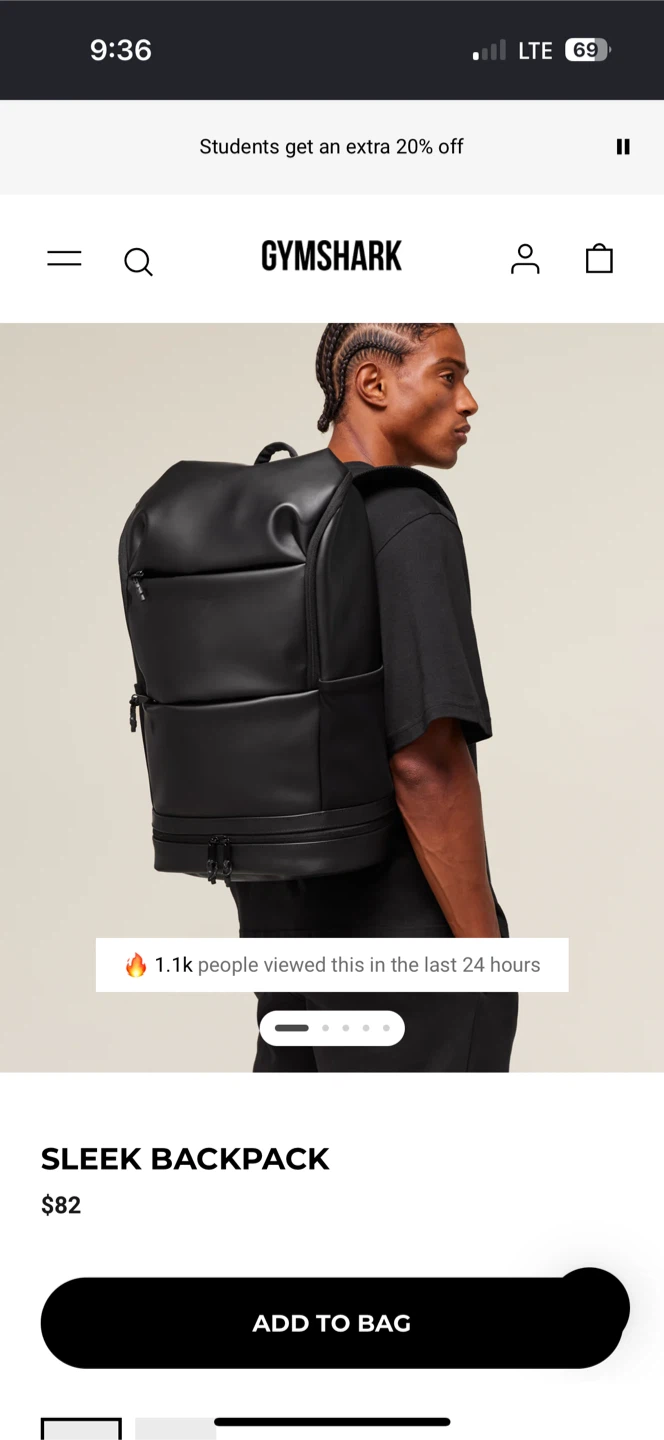 Gymshark Sleek Backpack - Black