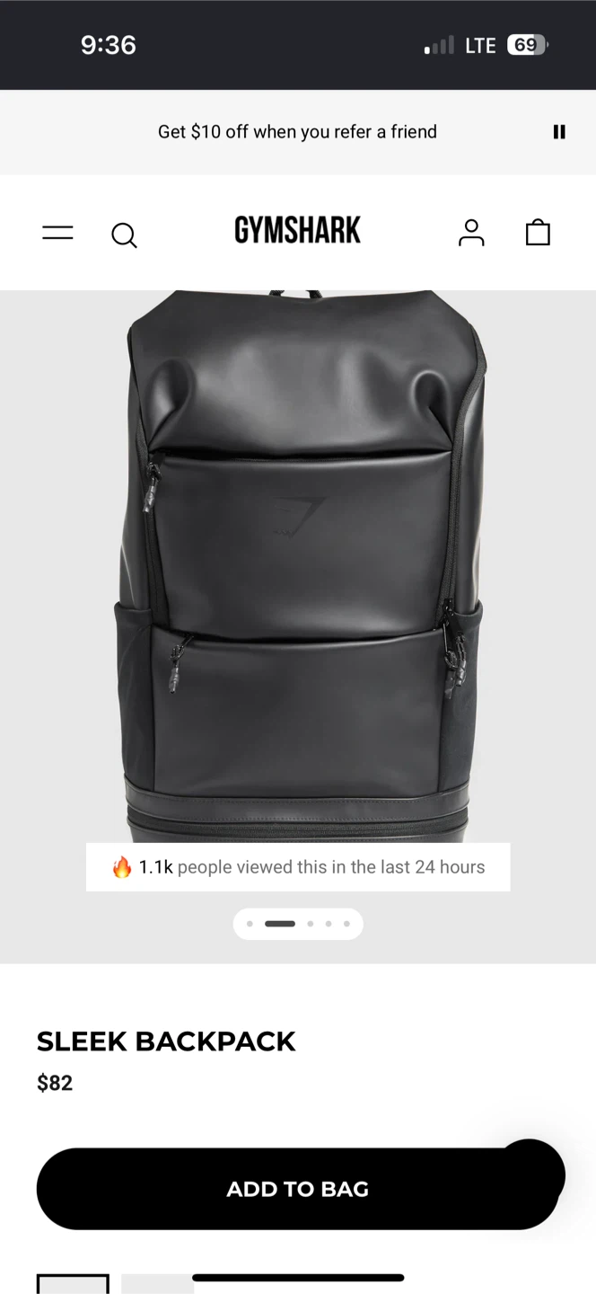 Gymshark Sleek Backpack - Black - photo 2