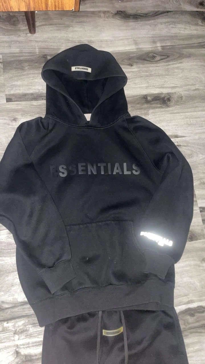 Black Essentials Hoodie and Sweatpants Set - photo 2