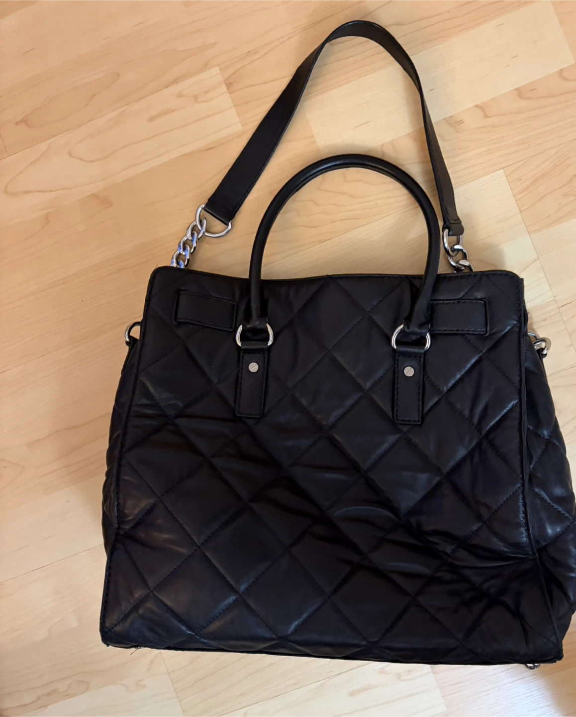 Michael Kors Black Quilted Leather Tote Bag