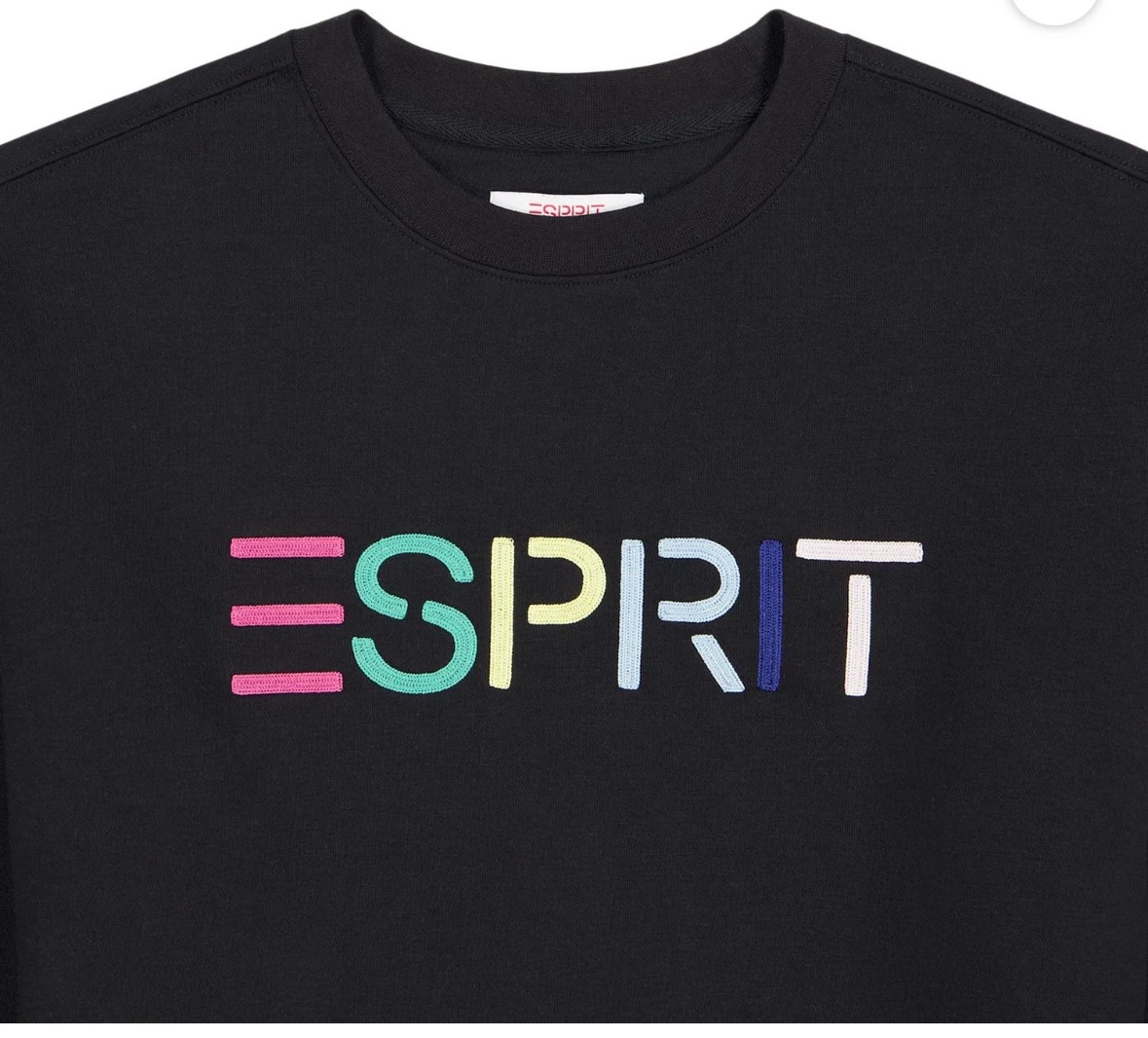ESPRIT Women’s Fleece Embroidered Logo Sweatshirt, Retro 80s