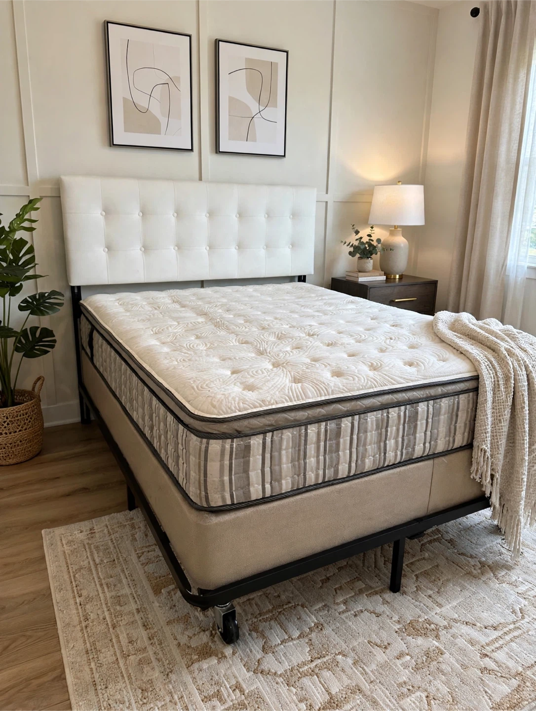 Queen Size Upholstered Bed with Clean Mattress- Complete set. - photo 5