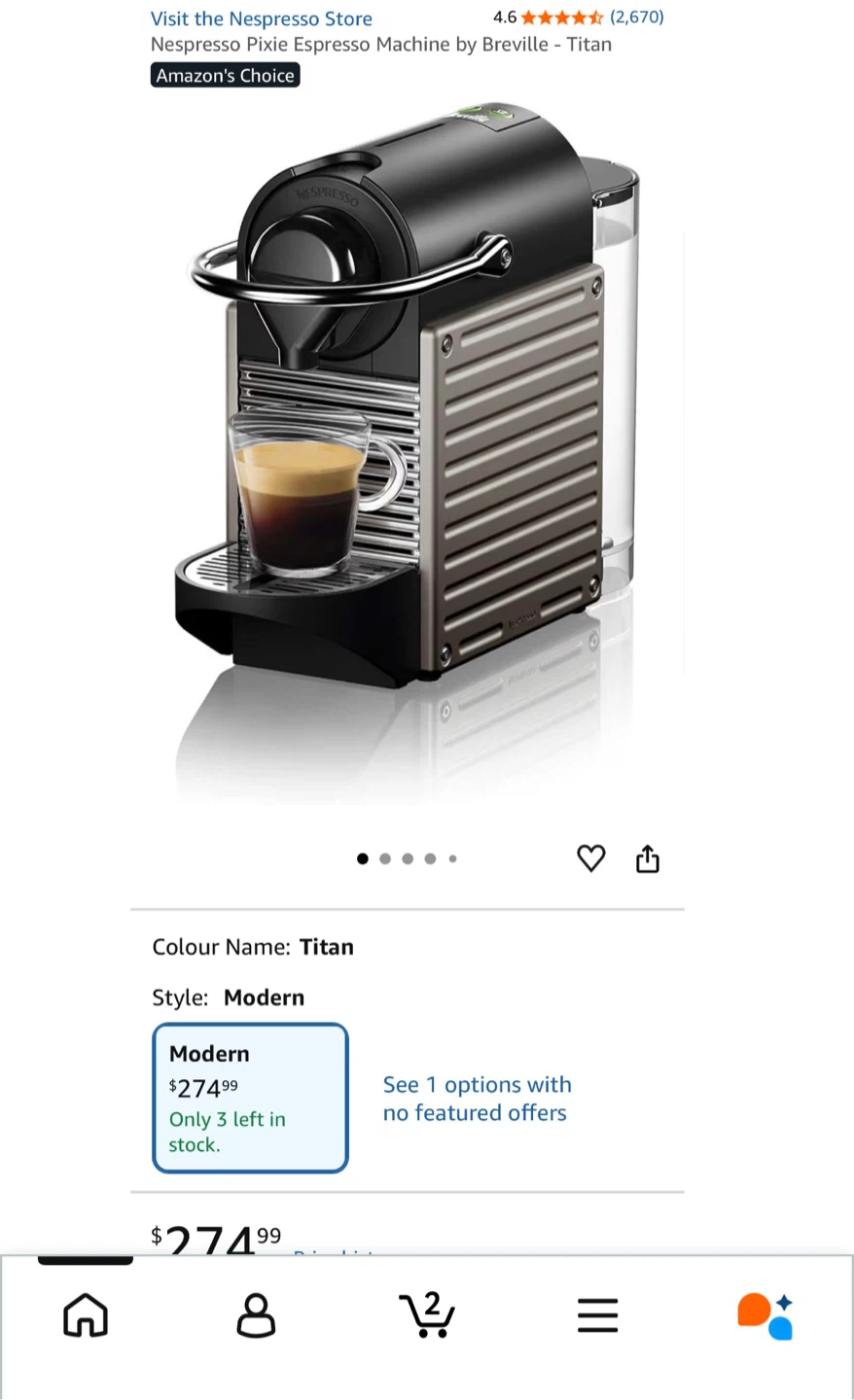 Nespresso Pixie Espresso Machine - Titan - photo 4
