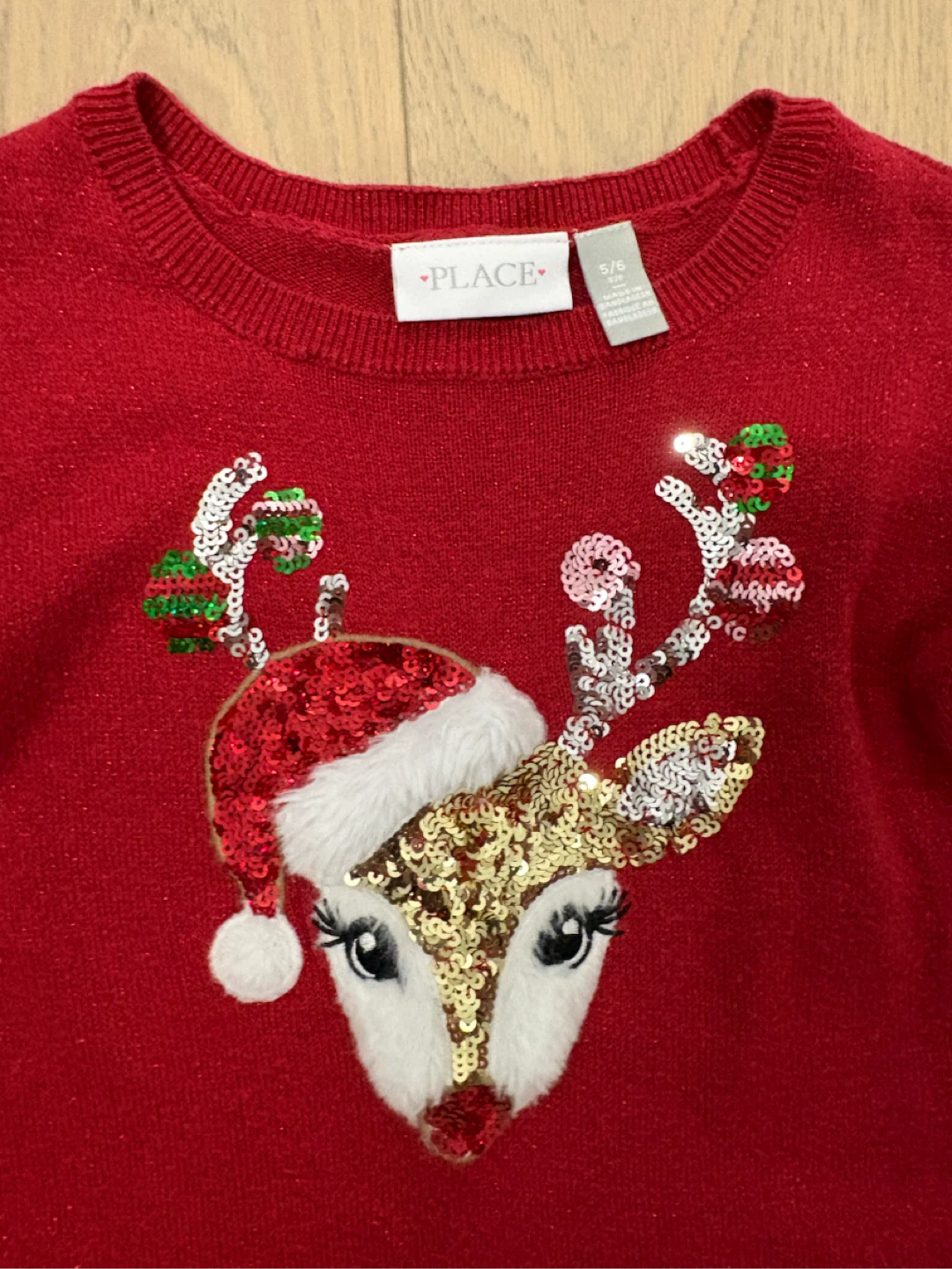 Girls Red Reindeer Sweater Dress Size 5/6 - photo 2