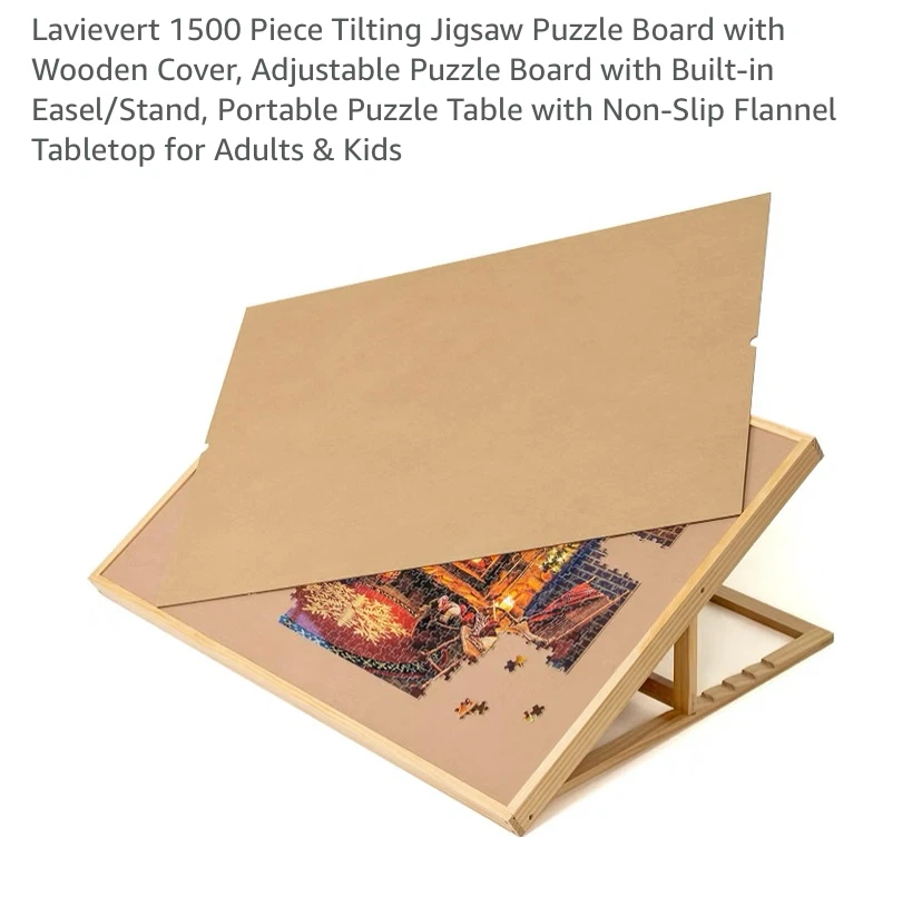 New 1500 Piece Tilting Jigsaw Puzzle Board with Wooden Cover