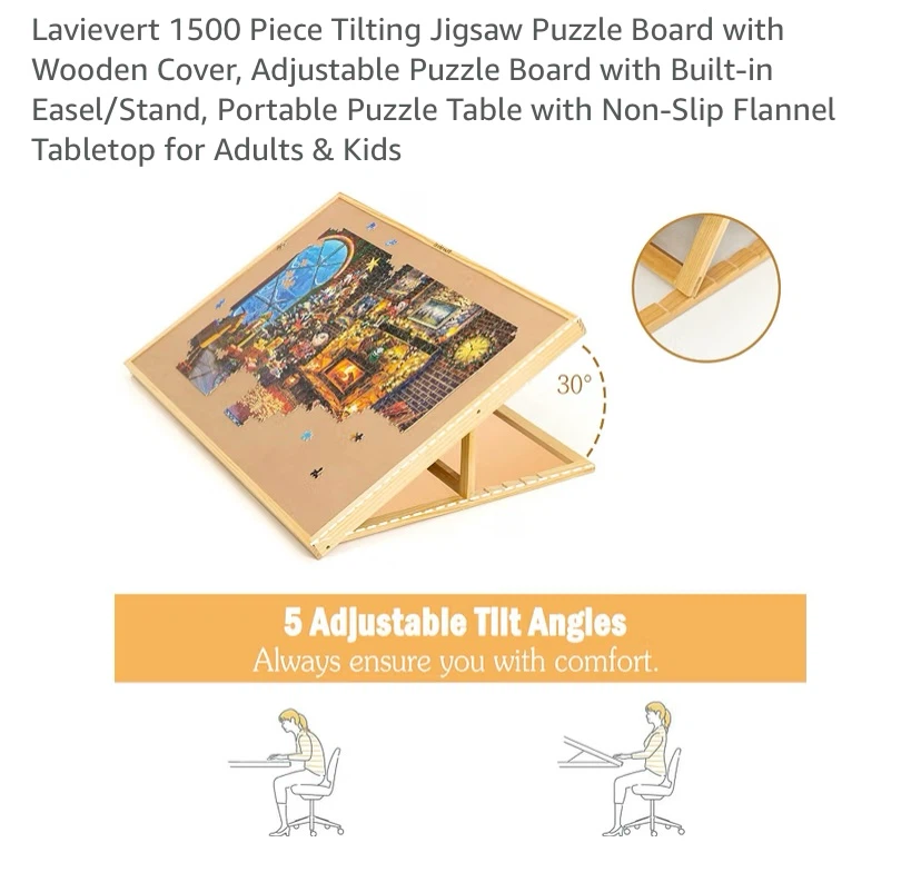 New 1500 Piece Tilting Jigsaw Puzzle Board with Wooden Cover - photo 3