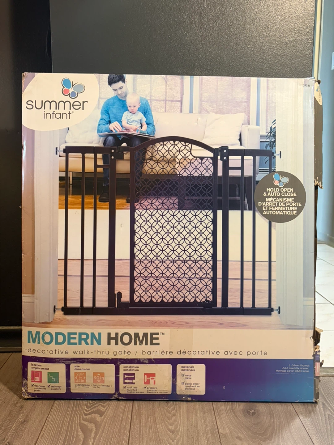 NEW Infant & Pet Modern Home Decorative Walk-Thru Gate