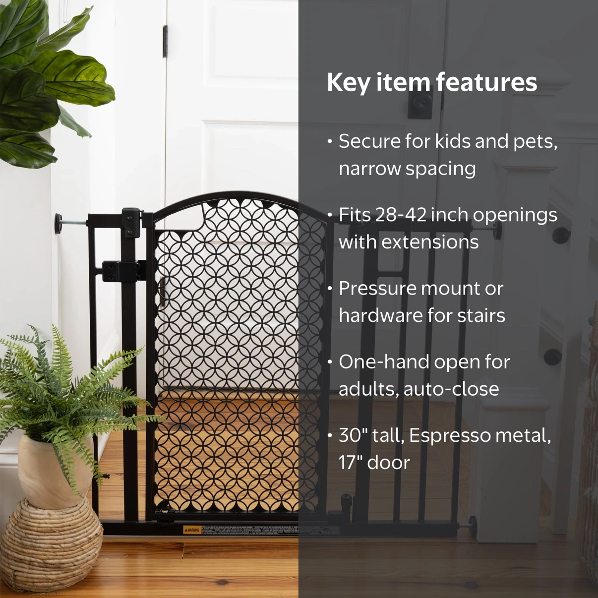 NEW Infant & Pet Modern Home Decorative Walk-Thru Gate - photo 4