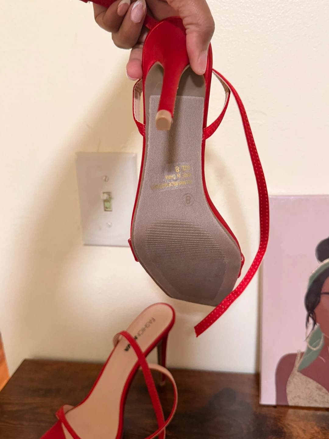 Fashion Nova Red Strappy Heeled Sandals Size 8 - photo 2