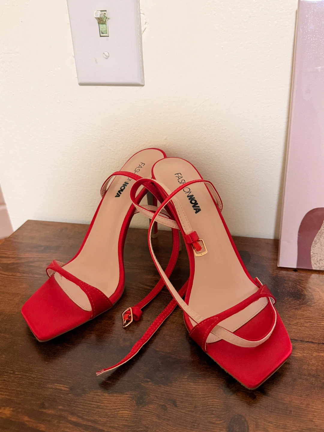 Fashion Nova Red Strappy Heeled Sandals Size 8 - photo 3