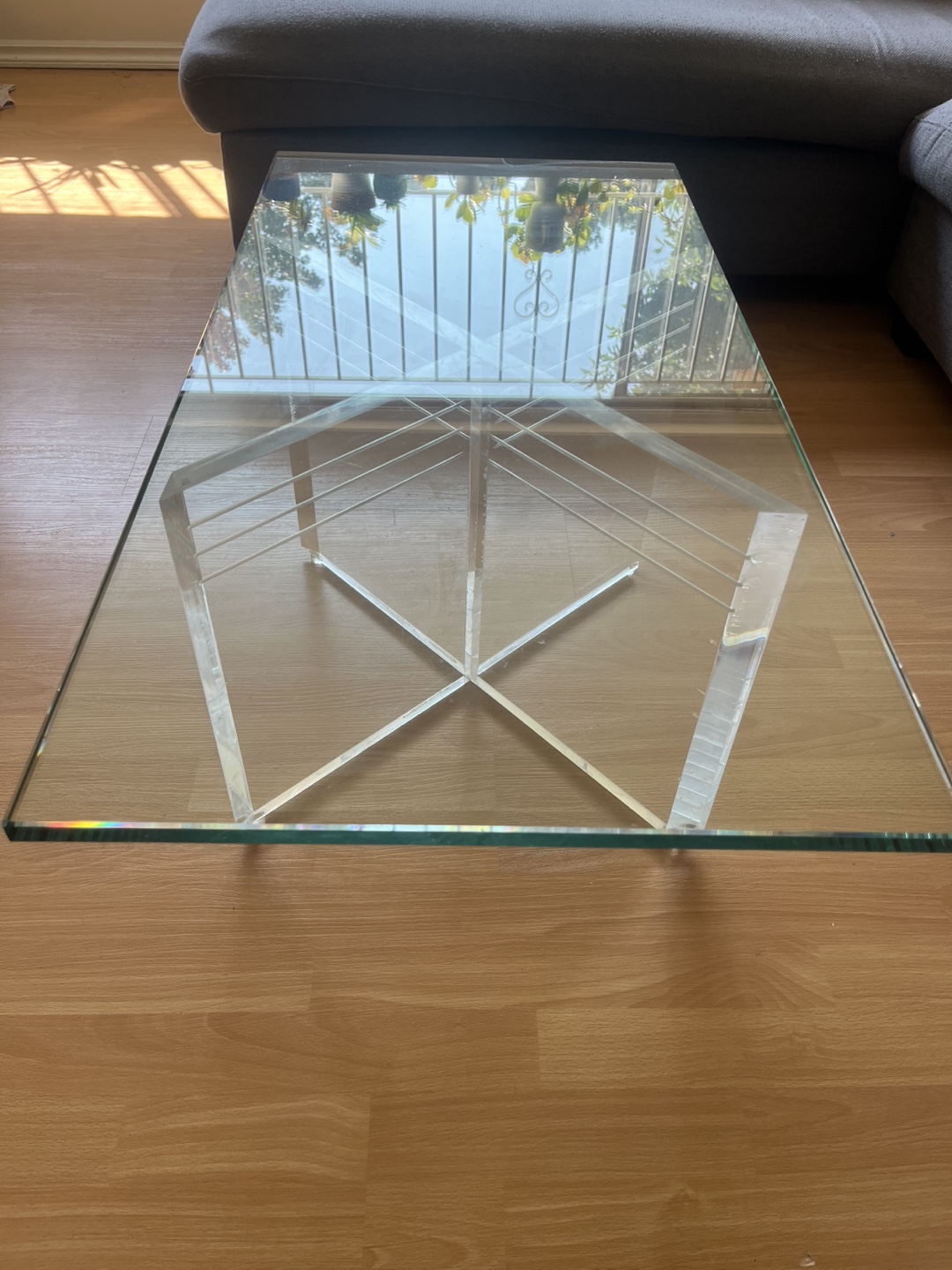 Glass Coffee Table with Acrylic Base