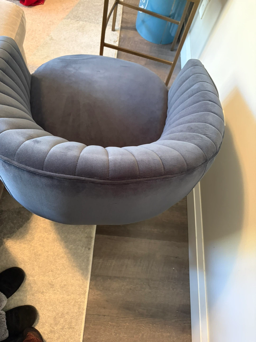 Grey Velvet Accent Chair - photo 2