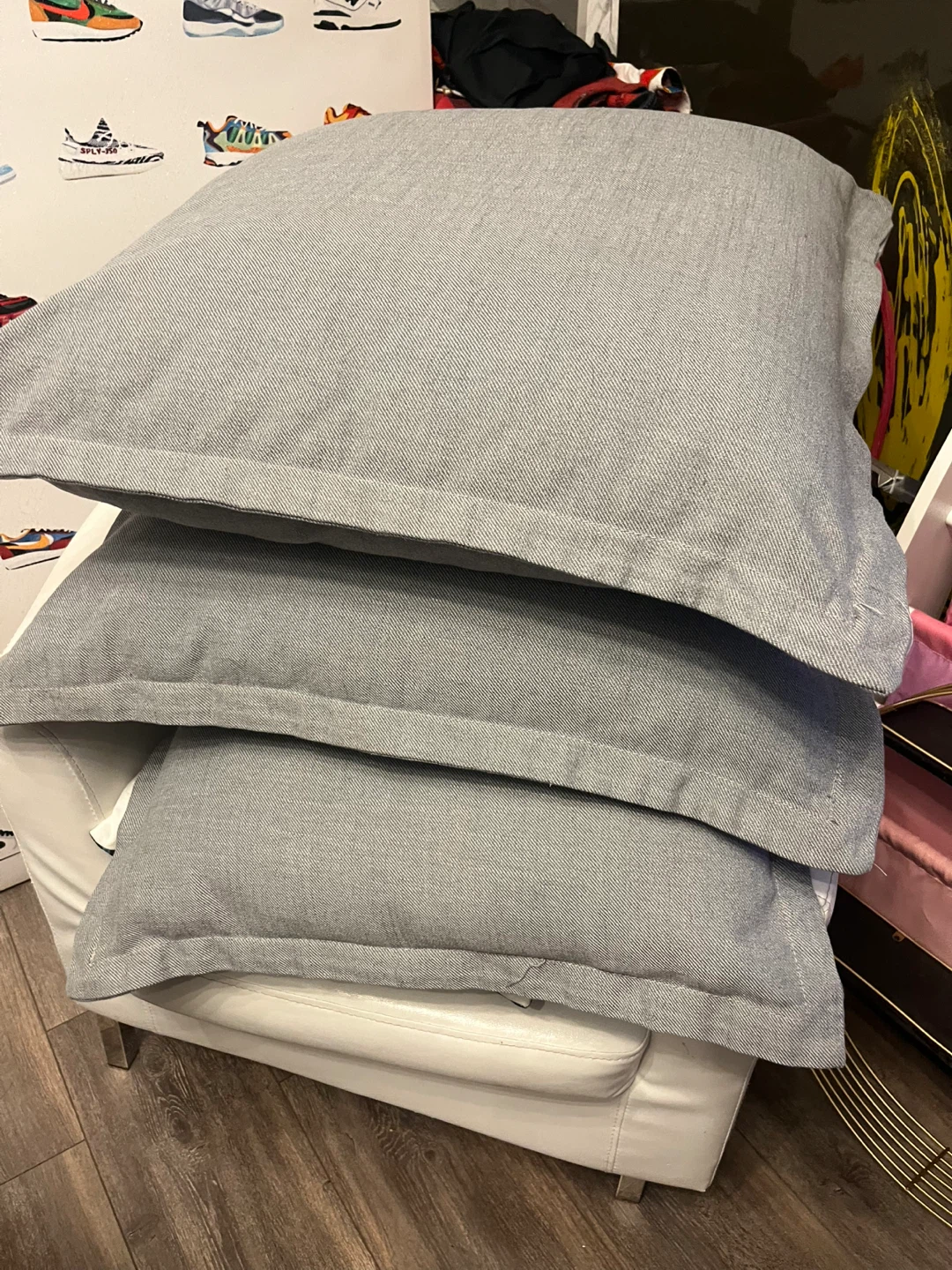 Set of 3 large Grey Throw Pillows