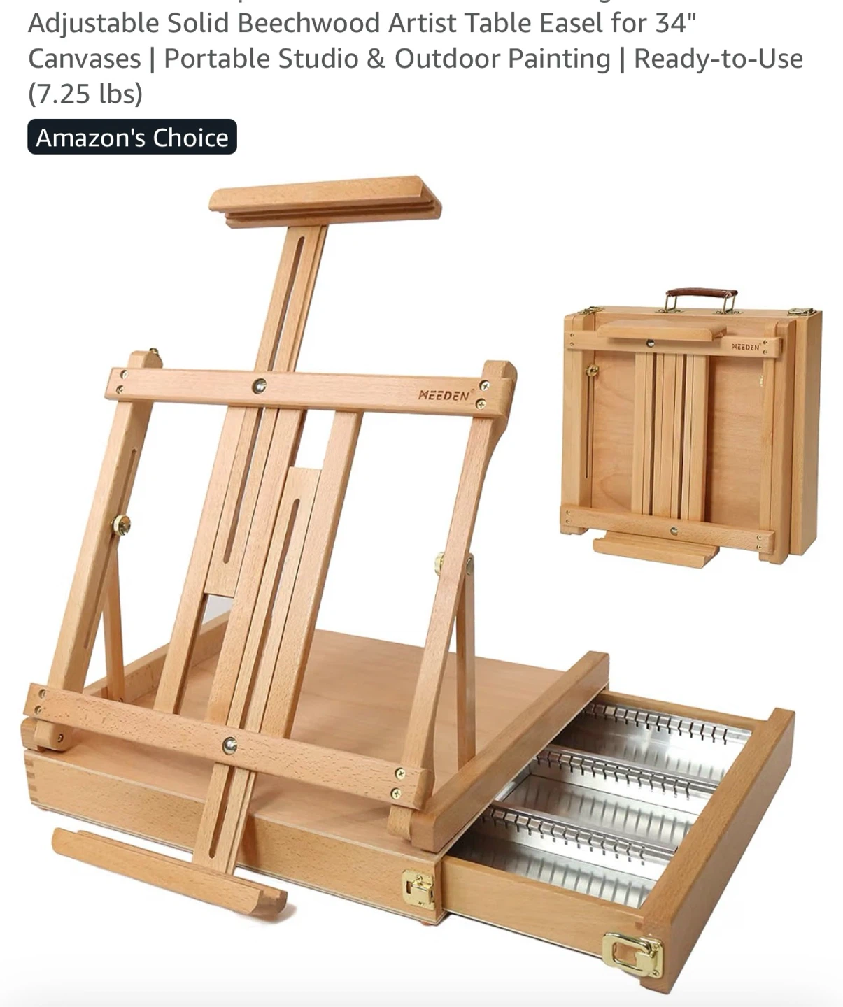Adjustable Solid Beechwood Artist Table Easel - photo 2