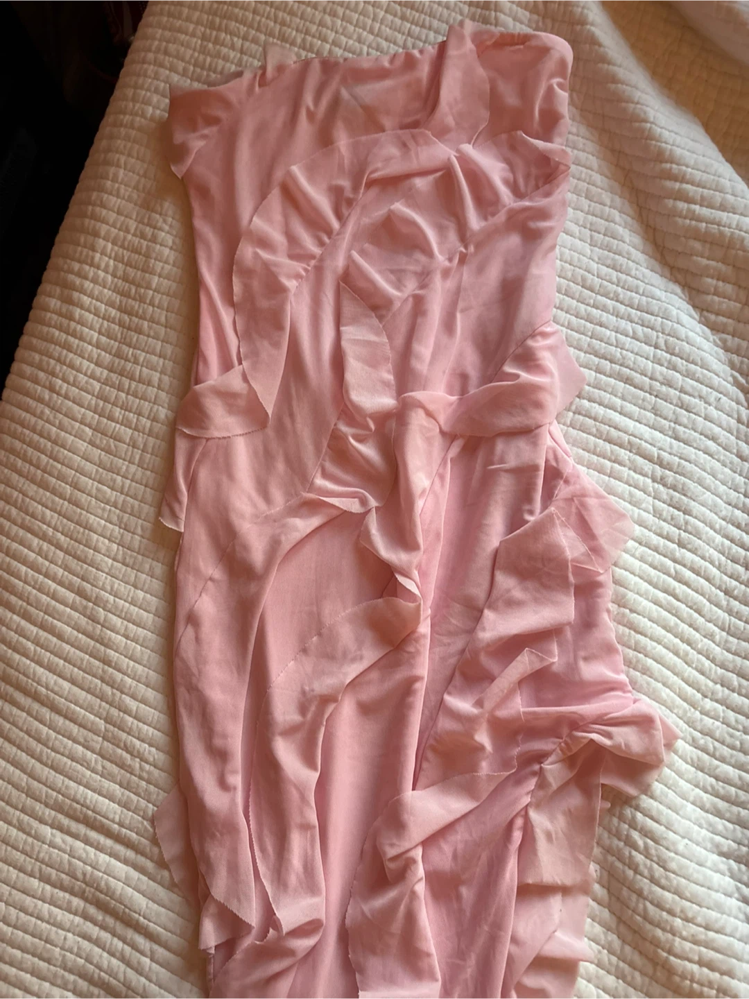 Pink Ruffled Strapless Maxi Dress - photo 2