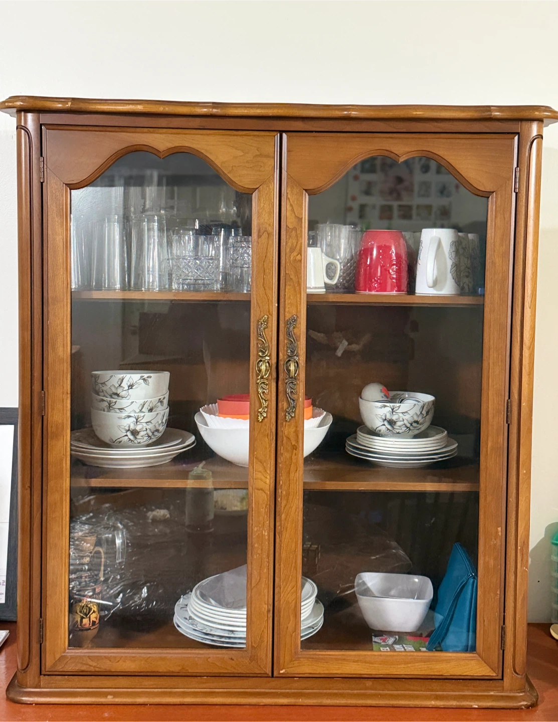 Wooden Curio Cabinet with Glass Doors