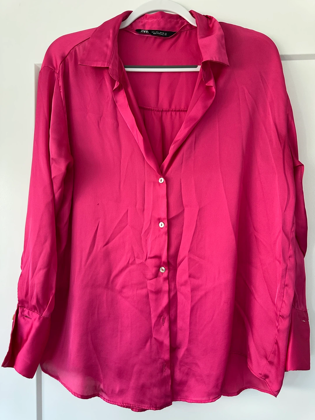 Zara Fuchsia Button-Up Blouse