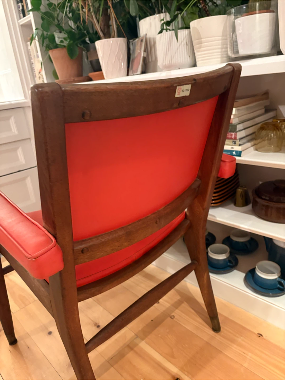 Vintage Accent Chair with Red Upholstery - photo 4