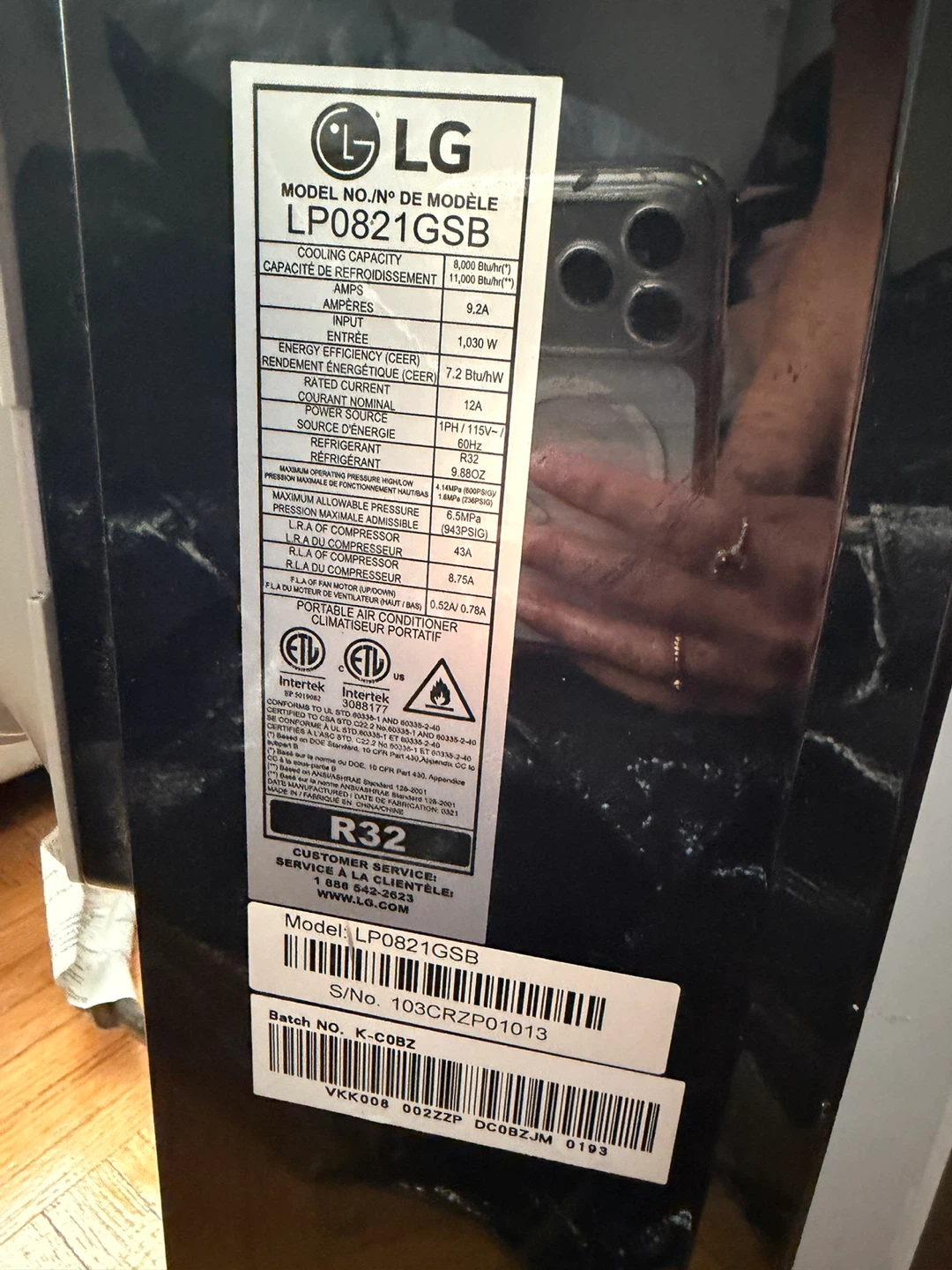 LG Portable Air Conditioner LP0821GSB - photo 2