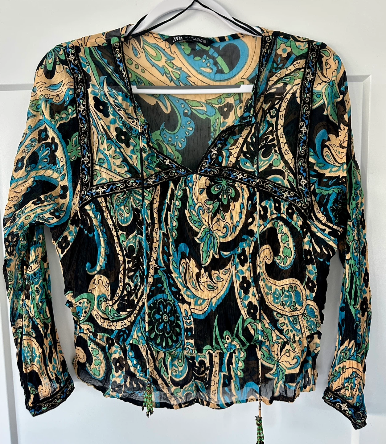 Zara Paisley Long Sleeve Blouse