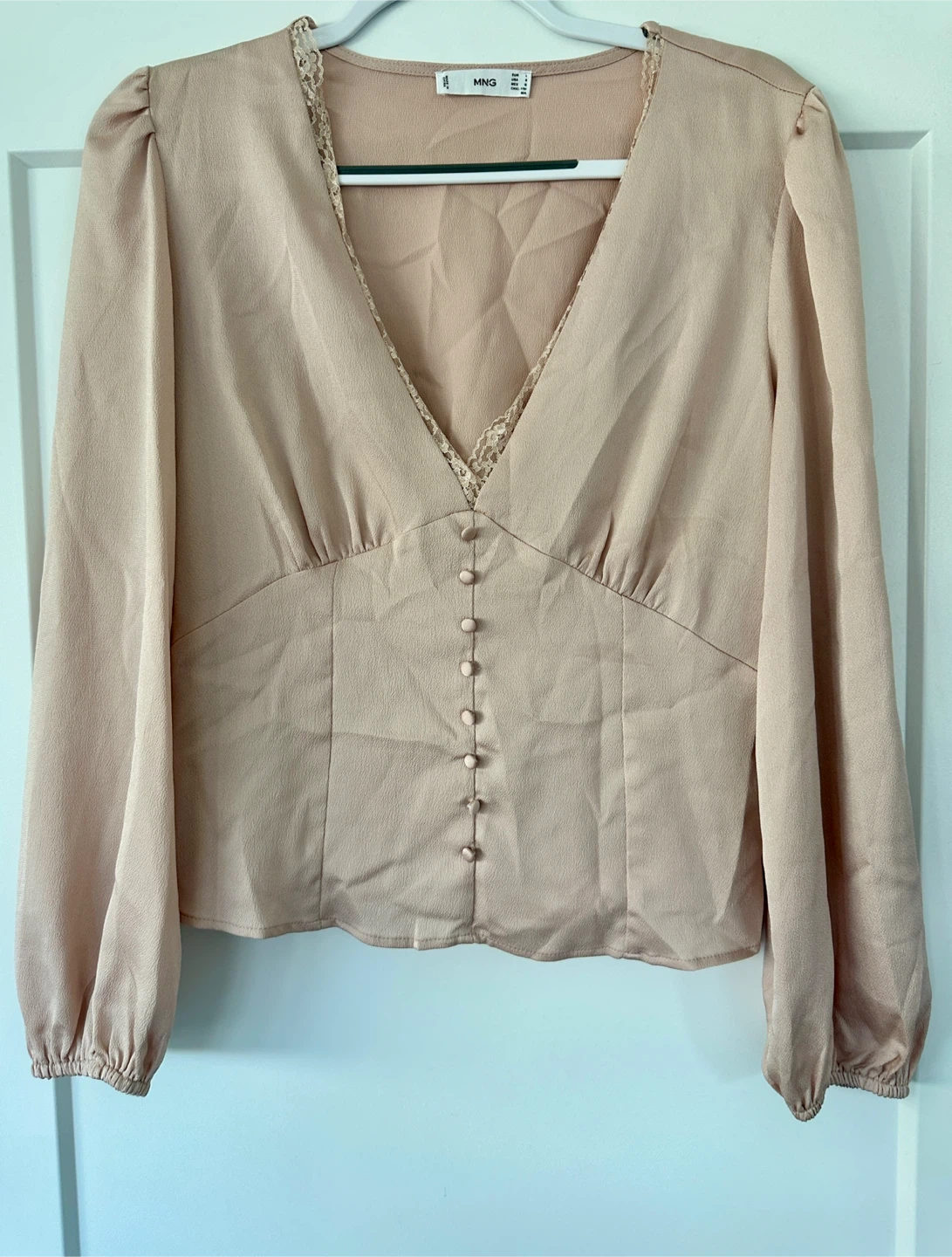 Mango Button-Up Pink Blouse