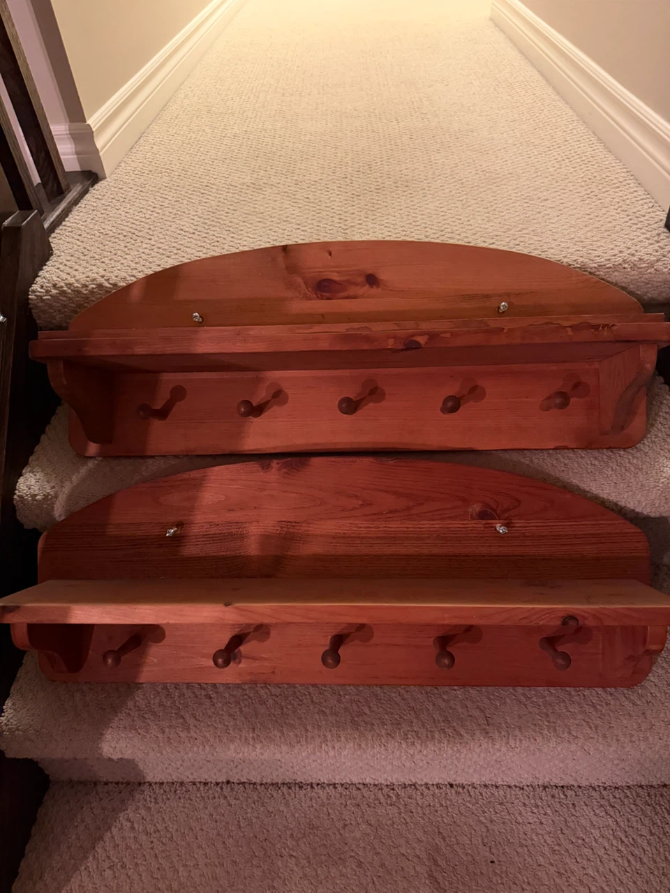 Wooden Wall Shelf with Hooks - photo 2