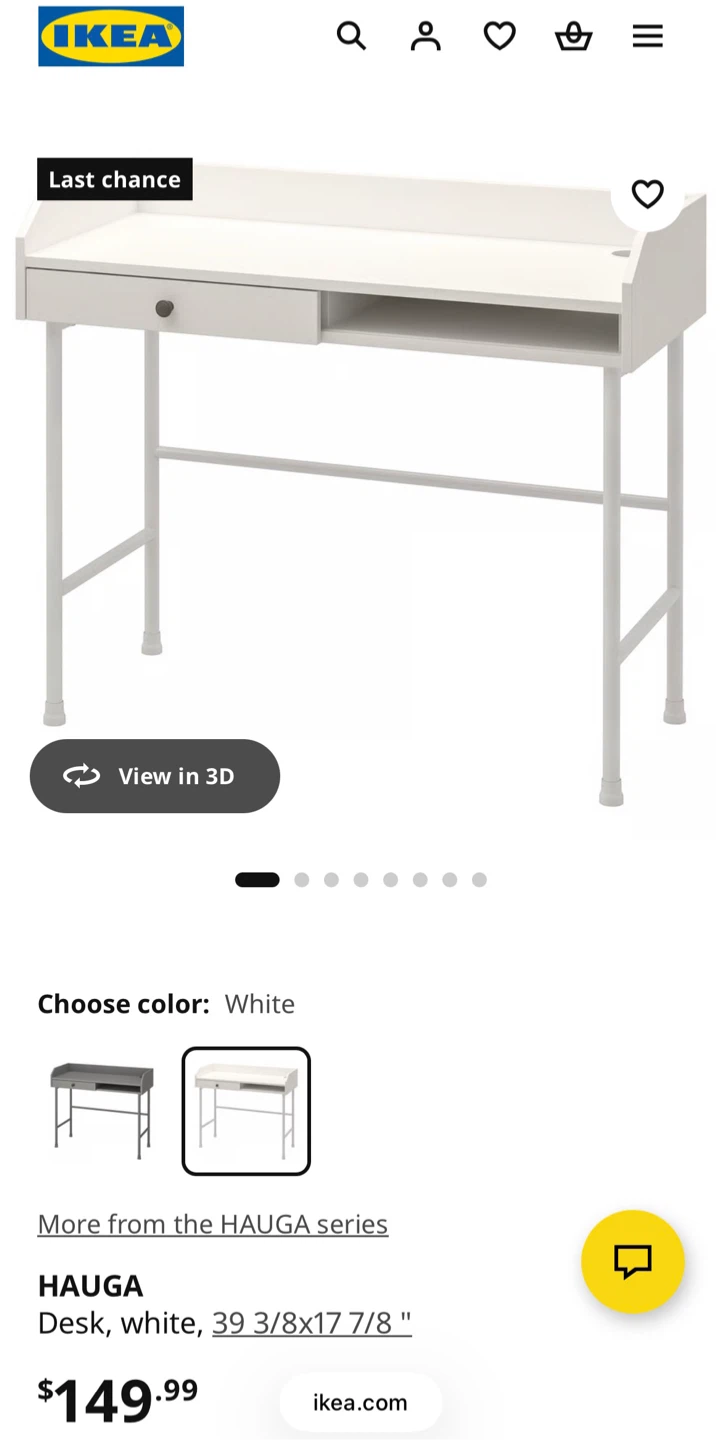 IKEA White Desk with Drawer - photo 3