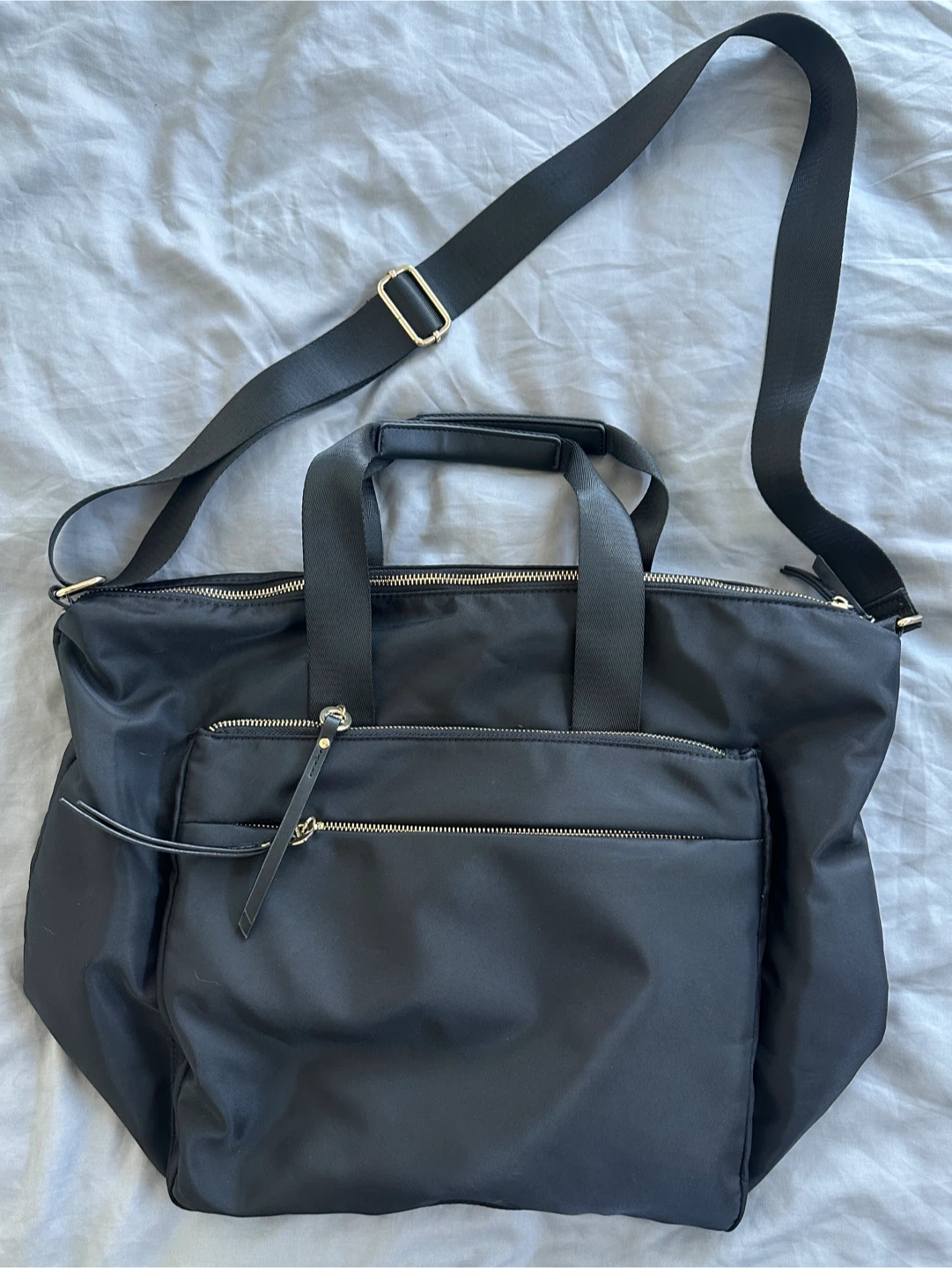 Travel Black Tote Bag with Shoulder Strap