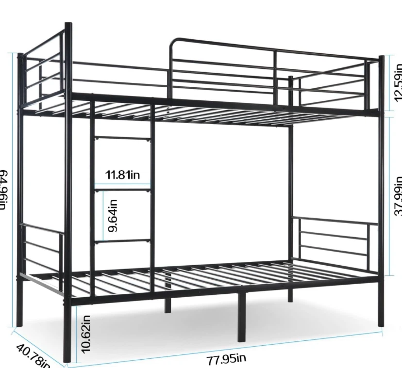 Black Metal Twin Bunk Bed