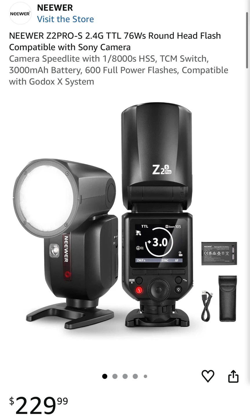 BNIB - NEEWER Z2PRO-S 2.4G Round Head Flash